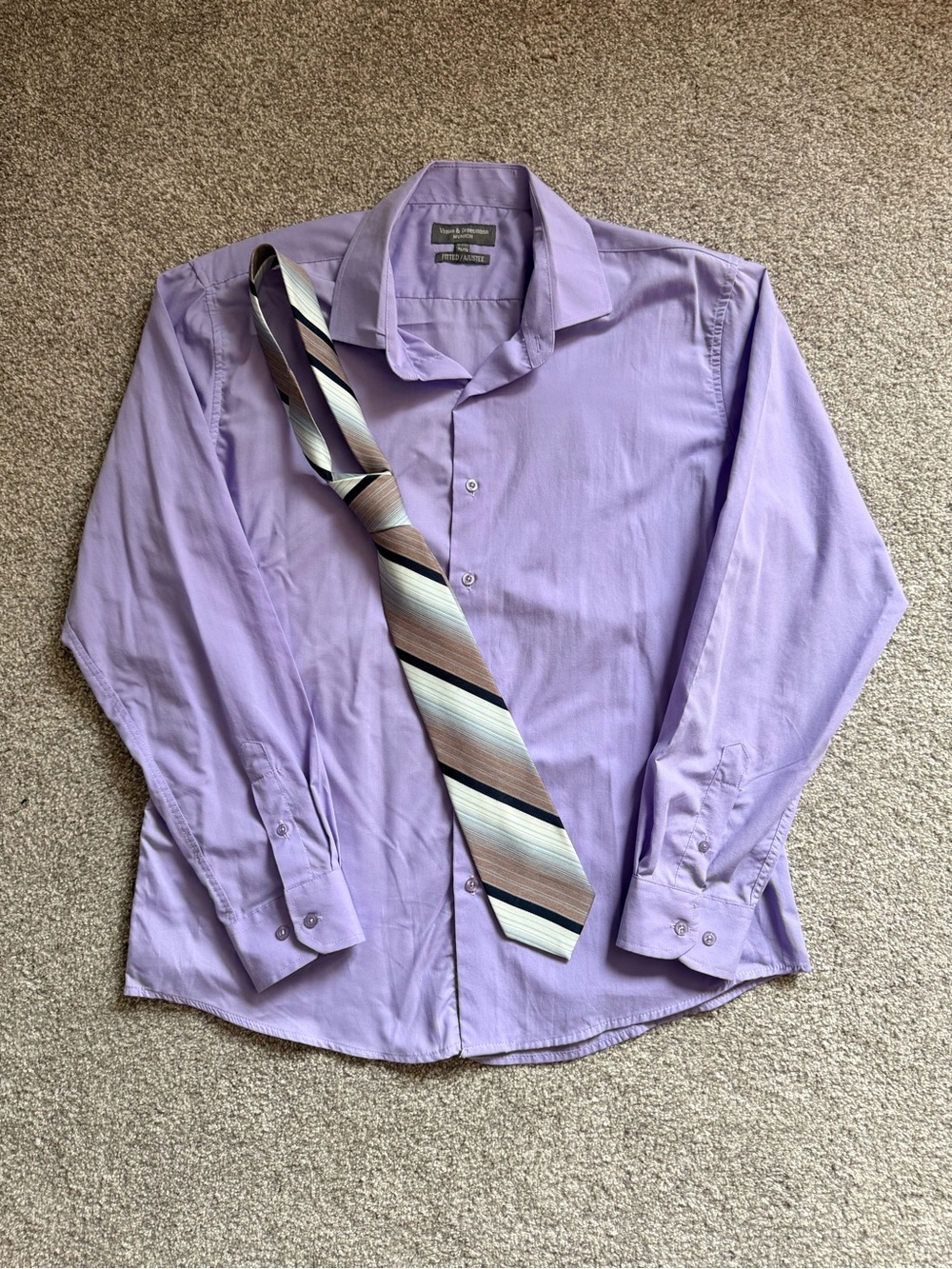 Vroom & Dreesmann Men’s Lavender Dress Shirt XL + Jack Fraser Tie
